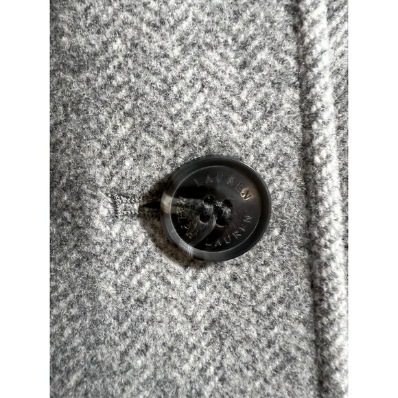 Lauren Ralph Lauren Womens Gray Herringbone Wool-Blend Coat W/ Button Closure & - Picture 6 of 12